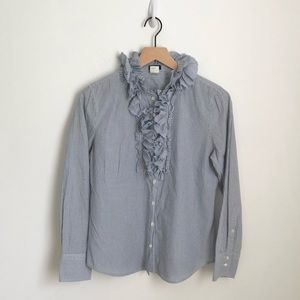 J. Crew Striped Ruffled Oxford